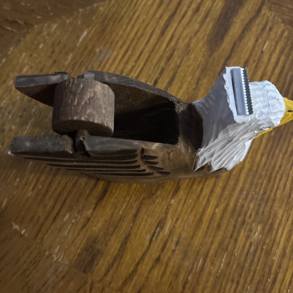 Handcrafted Wooden Eagle Head Tape Dispenser - Picture 2 of 6